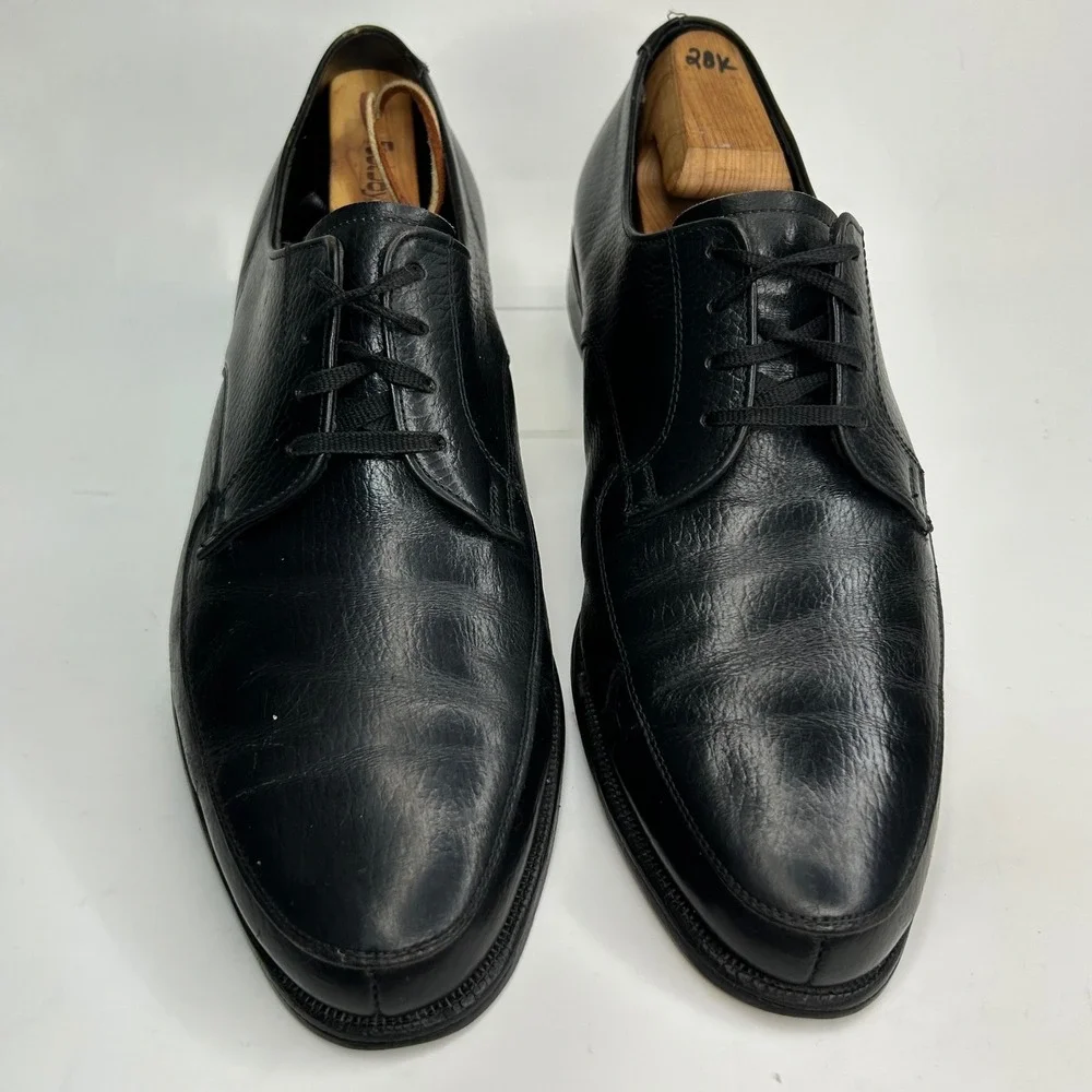 Vintage Nunn Bush Derby Leather Dress Shoes Mens‎ Black Apron Toe Size 9D
